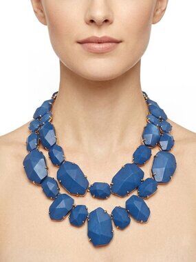 Kate Spade Blue Lapis Lazuli Quarry Gems Double Statement Gold Plated Necklace